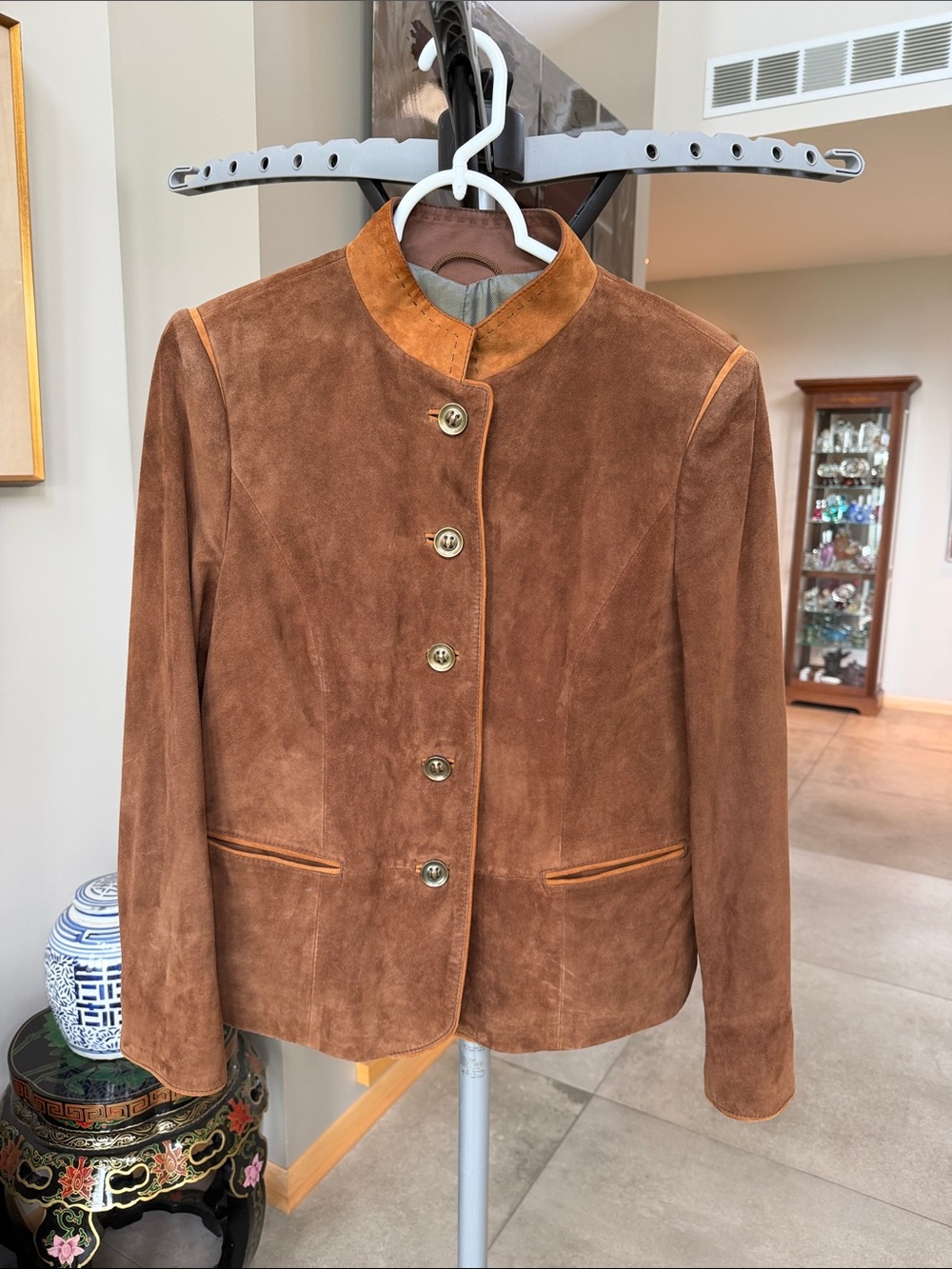 Schneiders Salzburg Trachten-style Brown 100% Goat Skin Suede Women's Jacket sz8 - Picture 2 of 15